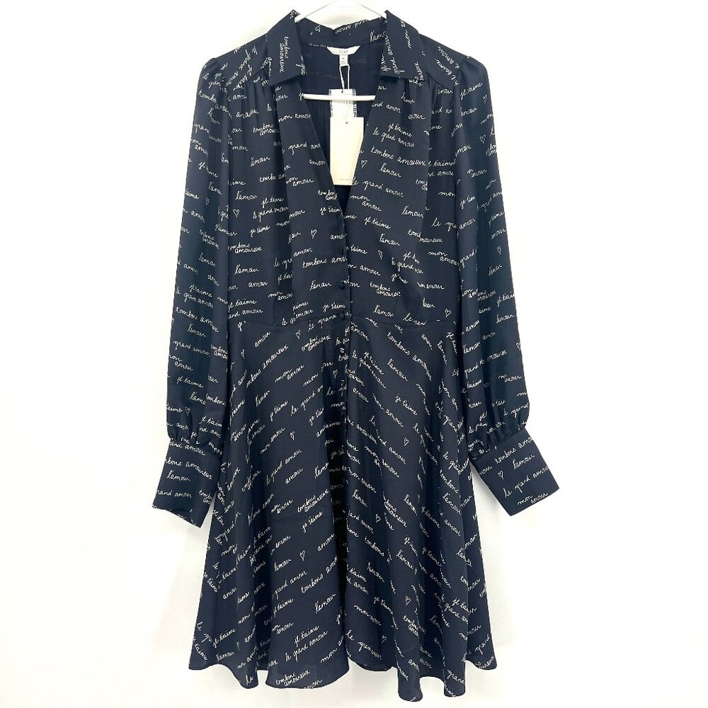 NWT Joie Avali L'Amour Print Dress in Midnight Navy Women's 10